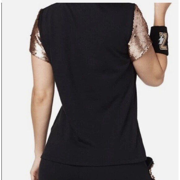 ZUMBA Hip Hop Dance Sweat Pants Top Shirt Set Women Small Rose Sequence Gold - Picture 7 of 16